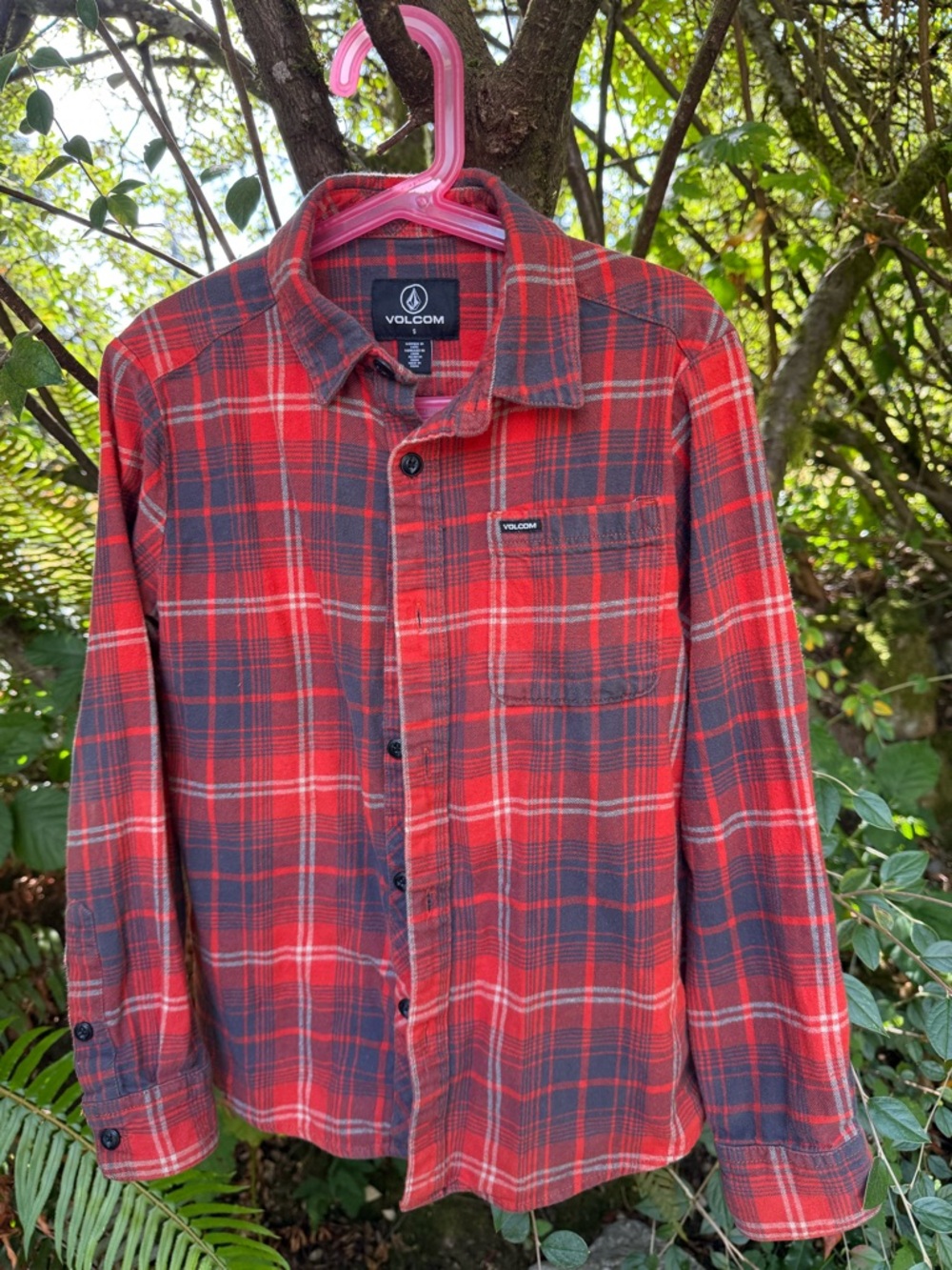 Volcom Kids Red Plaid Flannel Shirt